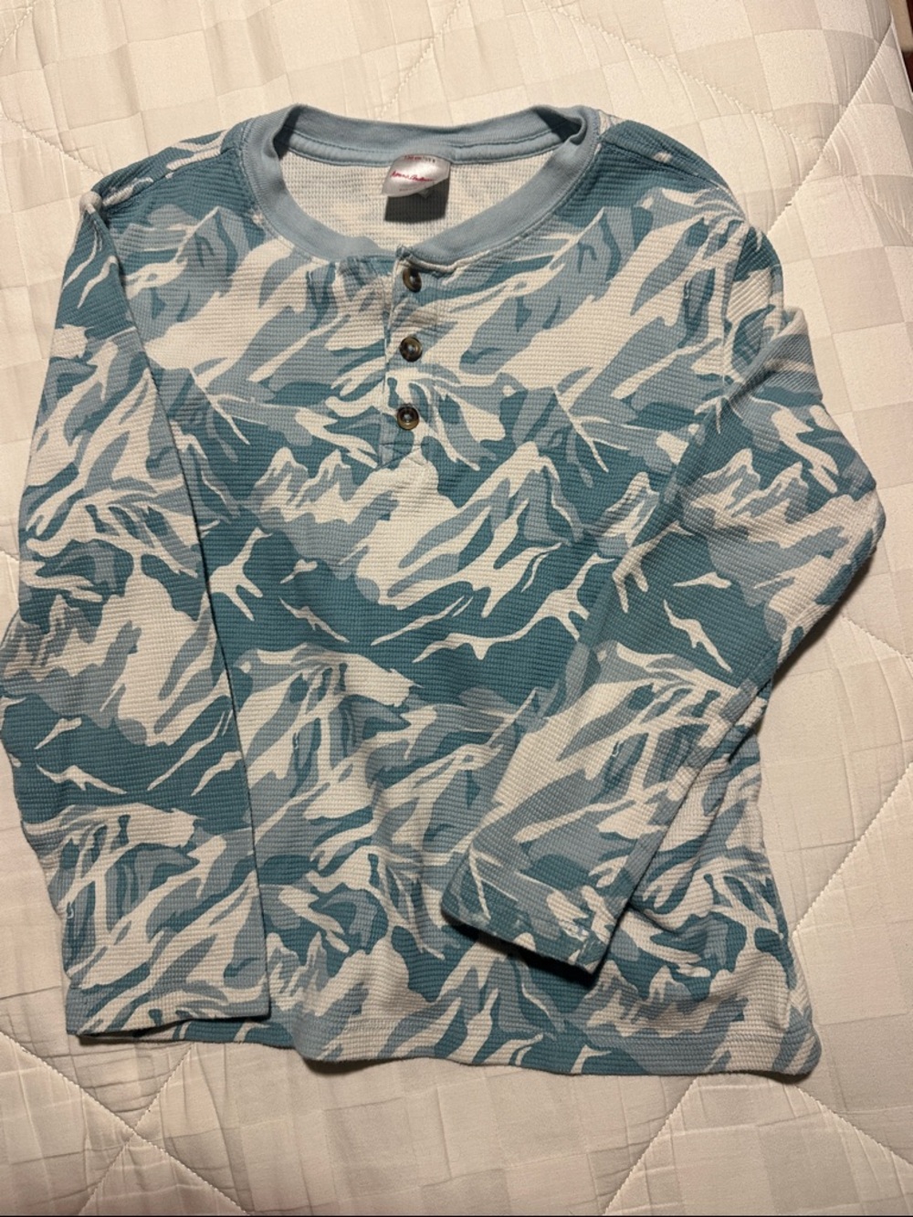Hanna Andersson Blue & White Mountain Henley Long-Sleeve Top
